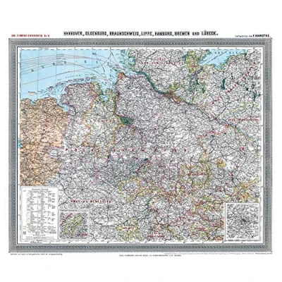 Abbildung von Historische Karte: Provinz HANNOVER im Deutschen Reich um 1910 [gerollt]: Carl Flemmings Generalkarte, No. 13. Mit Oldenburg, Braunschweig, Lippe, Hamburg, Bremen und Lübeck