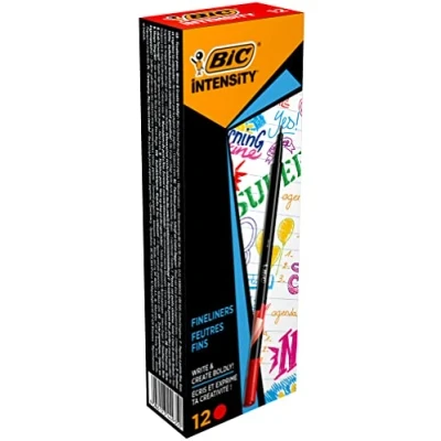 Abbildung von BIC Intensity Fineliner, Filzstifte Set mit 12 Stiften in Rot, feiner Spitze, Ideal für das Büro, Home Office oder die Schule