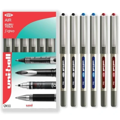 Abbildung von uni ball Eye UB 157 Tintenroller, 0,7 mm Spitze, in Geschenkverpackung, mehrfarbig, 6 Stück