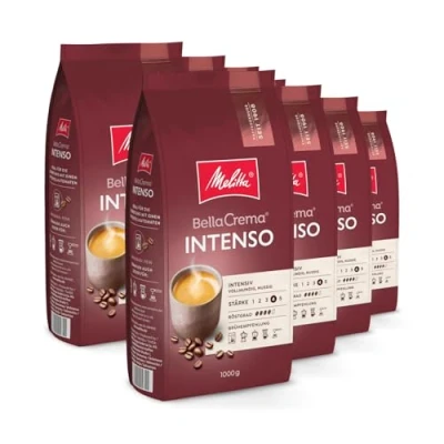 Abbildung von Melitta BellaCrema Intenso Ganze Kaffee Bohnen 8 x 1kg, ungemahlen, Kaffeebohnen für Vollautomat, kräftige Röstung, geröstet in Deutschland, Stärke 4, im Tray