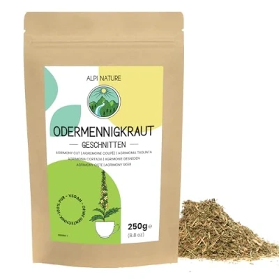 Abbildung von Odermennig Tee 250g von Alpi Nature, lose, Odermennigkraut getrocknet und geschnitten, Agrimonia Eupatoria zur Zubereitung Odermenningtee Kräutertee