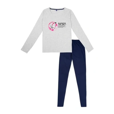 Abbildung von United Labels NASA SET Langarm MIT Pyjama, Damen, Größe: Small, Grau blau