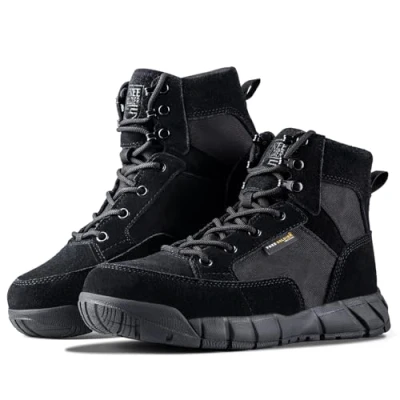 Abbildung von FREE SOLDIER Herren Stiefeletten Ultralight Military Tactical Arbeit Stiefel Knöchelhoch 6&quot; Inch Zoll Spitze bis atmungsaktiv Desert Boots(Schwarz,40,Dünnschnitt)