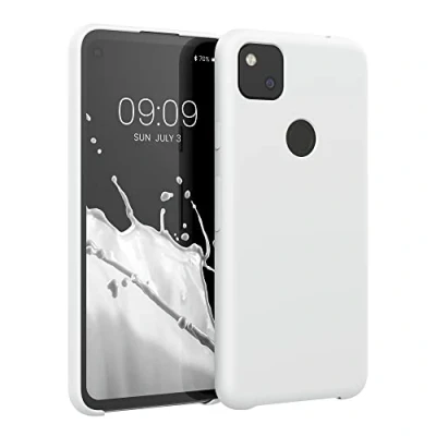 Abbildung von kwmobile Hülle kompatibel mit Google Pixel 4a Silikon Handy Case Handyhülle weiche Oberfläche kabelloses Laden Weiß