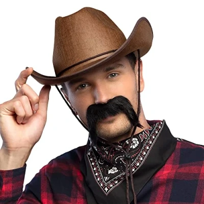 Abbildung von Boland Kostüm Perücke Schnurrbart &#039;Gringo&#039; zum Cowboy Kostüm, Schwarz
