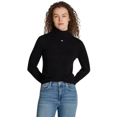 Abbildung von Tommy Jeans Essential Sweater Strickpullover, Damen, Größe: 6XL, Black