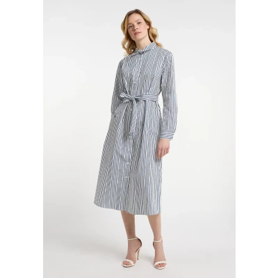 Abbildung von Dreimaster Vanne Blusenkleid, Damen, Größe: 36, Wollweiss marine
