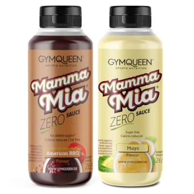 Abbildung von GymQueen Mamma Mia Zero Sauce 2x265ml, American BBQ + Mayo, kalorienreduziert, ohne Fett &amp; Zuckerzusatz, zum Verfeinern von Gerichten oder als Salat Dressing