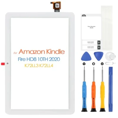 Abbildung von Touchscreen für Amazon Kindle Fire HD 8 10th Gen Bildschirm Ersatz 2020 K72LL3 K72LL4 Touch Digitizer Sensor Glas mit Reparaturset (Nicht LCD Display,Weiß)