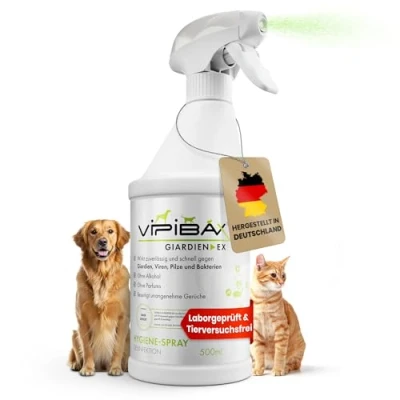 Abbildung von ViPiBaX Giardien EX Hygiene Spray für Hund, Katze &amp; Co Geruchsentferner Effektive Desinfektion gegen Giardien, Viren, Pilze Bakterien 500ml