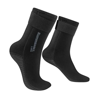 Abbildung von Summshall 3mm Neoprensocken für Damen und Herren, Warm Halten Neopren Socken Anti Rutsch Sohle Langlebigkeit Wattsocken Wassersport