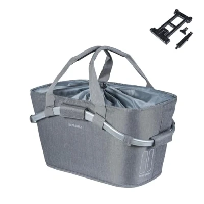 Abbildung von Basil Classic Carry All HR Hinterradkorb MIK, Grau abschließbares MIK System inkl., 22 Liter Volumen, wetterfest und stilvoll, ideal für den täglichen Gebrauch