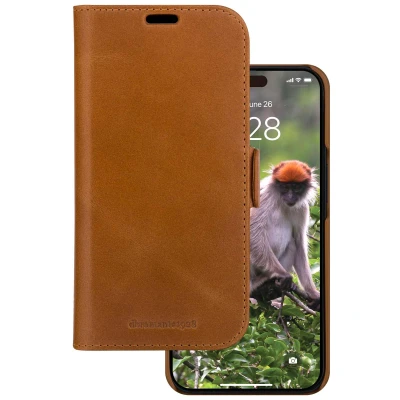 Abbildung von Apple iPhone 15 Pro Hülle Echtleder dbramante1928 2 in 1 Case/Klapphülle Handyhülle Braun