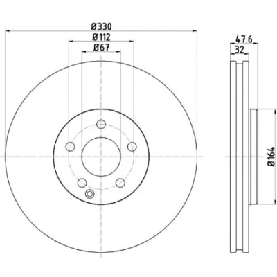 Abbildung von TEXTAR PRO+ 92198805 Bremsscheibe 330 32 05/06 112 innenbelüftet beschichtet hochgekohlt ohne Radbefestigungsbolzen, Radnabe