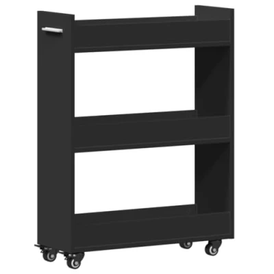 Abbildung von vidaXL Küchenwagen Schrank mit Rollen Schwarz 60x22x79 cm Holzwerkstoff, (1 St)