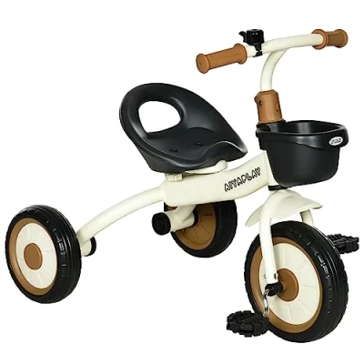 Abbildung von AIYAPLAY Dreirad Kinderfahrrad mit verstellbarer Sitz, Laufrad, Metall, Weiß, 70.5L x 53B 58H cm