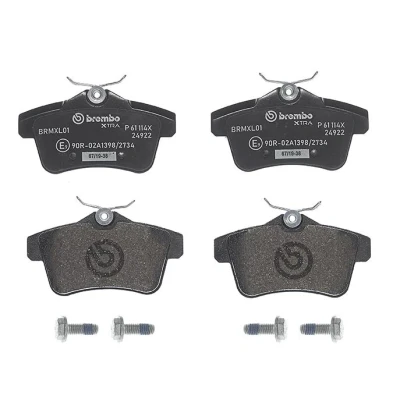Abbildung von BREMBO P 61 114X Bremsbelagsatz exkl. Verschleißwarnkontakt mit Anti Quietsch Blech, Bremssattelschrauben ohne Zubehör PEUGEOT: 508 I SW, 5008