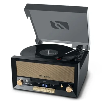 Abbildung von Muse MT 110 B Retro Plattenspieler mit USB, AUX In, CD, Bluetooth schwarz
