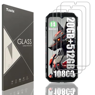 Abbildung von Tzstz Displayschutzfolie aus Hartglas für DOOGEE S118, Härtegrad 9H, kratzfest, HD, 3 Stück