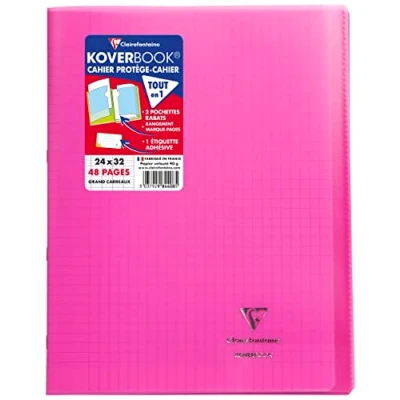 Abbildung von Clairefontaine 984408C Packung mit 10 Heften Koverbook, DIN A4+, 24 x 32 cm, Blatt, französische Lineatur, 90 g, Rosa, 1 Pack