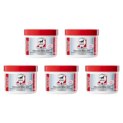 Abbildung von RL24 leovet Silbersalbe Pferdesalbe mit Silber &amp; Zink antiseptischer Pferdebalsam Salbe hochwertigen Pflanzenölen Haut Hufpflege Wundsalbe ideal bei Mauke 5 x 150 ml (5er Set)