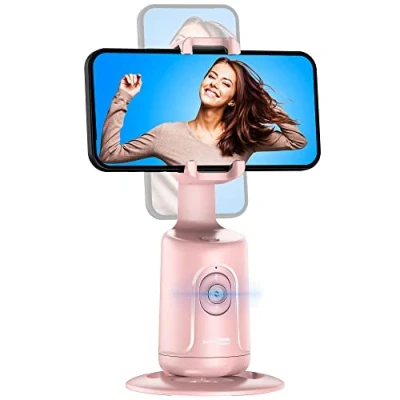 Abbildung von Auto Face Tracking Stativ, 360 Rotation Smart Telefonhalter, Keine App nötig, Gesicht Körper Selfie Stick Gimbal Stabilisator für Videoaufnahme, Live Streaming, Vlog (Rosa)