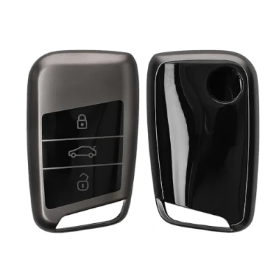 Abbildung von kwmobile Autoschlüssel Hülle kompatibel mit VW 3 Tasten (nur Keyless Go) Schlüsselhülle Silikon Cover Schwarz matt