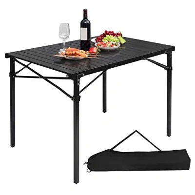 Abbildung von WOLTU Alu Tisch Campingtisch Buffettisch 104x69x70cm(LxBxH) zusammenklappbar und tragbar Reisetisch, hohe Tragfähigkeit Stabilität, Schwarz CPT8134sz