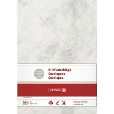 Abbildung von 5 x Brunnen Briefumschläge Marmor C5 Seidenfutter 80g/qm grau VE=10 St