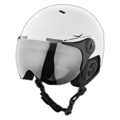Abbildung von Black Crevice Erwachsenen Skihelm im Pilotenstyle mit zusätzlichem orangem Wechselvisier, Matt White/Black