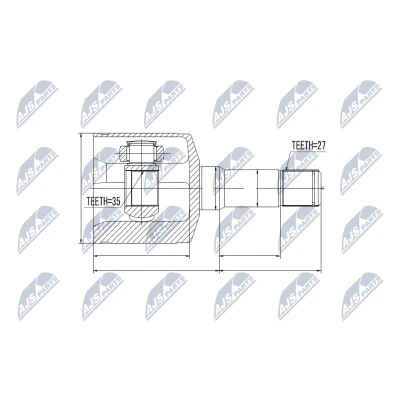 Abbildung von NTY NPW PL 024 Gelenksatz Automatikgetriebe Vorderachse OPEL: Insignia A Sports Tourer, Limousine, Schrägheck