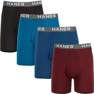 Abbildung von Hanes Ultimate Herren Comfort Flex Fit Boxer Briefs, Ultra Soft Cotton Modal Blend Underwear, 4 Pack Retroshorts, Gemischt, Large (4er Pack)