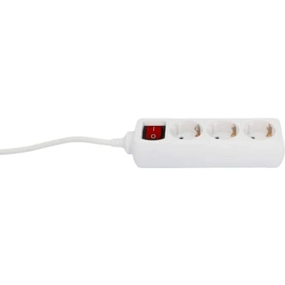 Abbildung von UNITEC Tischsteckdose mit Stecker Schalter, 3 Fach, m, H05VV F3G1.5 mm², weiß