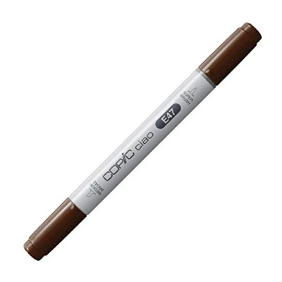 Abbildung von COPIC Ciao Marker Typ E 47, Dark Brown, vielseitiger Layoutmarker, mit einer mittelbreiten und Brush Spitze