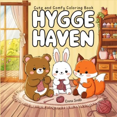 Abbildung von Hygge Haven: Cozy Scenes with Adorable Animal Characters Coloring Book for Relaxation and Stress Relief Cute, Easy, Bold, Simple Drawings Adults, Teens, Kids