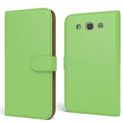 Abbildung von EAZY CASE Tasche kompatibel mit Samsung Galaxy S3 / Neo Schutzhülle Standfunktion Klapphülle Bookstyle, Handytasche Handyhülle Magnetverschluss und Kartenfach, Kunstleder, Grün