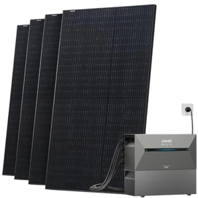 Abbildung von Solarway® All In One Balkonkraftwerk mit Speicher 2000W komplett Steckdose 3,2 kWh Anker Solix 2 PRO Solaranlage Komplettset 500W Solarmodule &amp; Zubehör