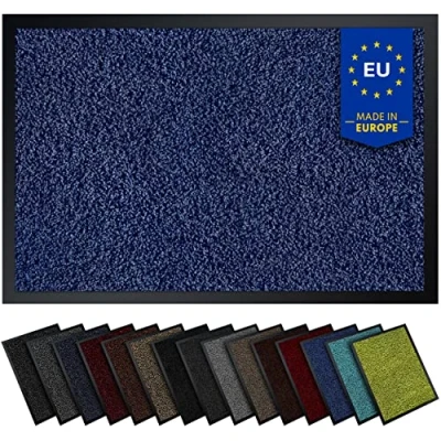 Abbildung von Gentle North Hochwertige Fußmatte blau 40x60 groß für Innen &amp; Außen Schmutzfangmatte rutschfest, waschbar wetterfest Fussmatte Eingangsbereich Aussenbereich Läufer Flur dünn