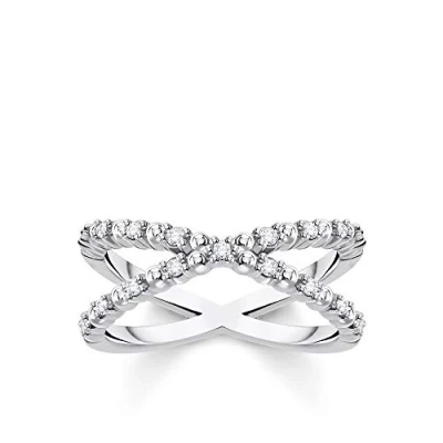 Abbildung von THOMAS SABO Ring Kugeln mit weißen Steinen Silber 925 Sterling TR2318 051 14 60