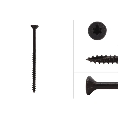 Abbildung von Schwarze Schrauben verzinkt 5 x 80 mm Torx 20 mit Schneidkerbe 50 Stück