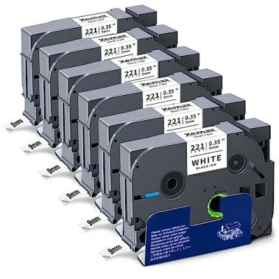Abbildung von 6x XemaX Kompatibel TZe 221 9mm Brother Ersatz für Schriftband P Touch Tape Weiß, TZe221 AZe PT H107B D600 D450 D400VP
