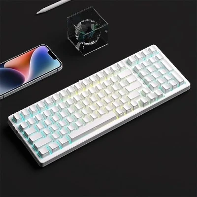 Abbildung von DucKey Von Hinten Beleuchtete, Seitlich Bedruckte Keycap, PBT Tastenkappe Mit OEM Profil Für MX Switch Mechanische Tastatur (Color : White)