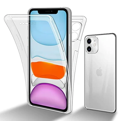 Abbildung von Cadorabo Hülle kompatibel mit Apple iPhone 11 Schutzhülle TPU Silikon Case 360 Slim Kratzfest Weiche Gummi Rundumschutz für in Transparent