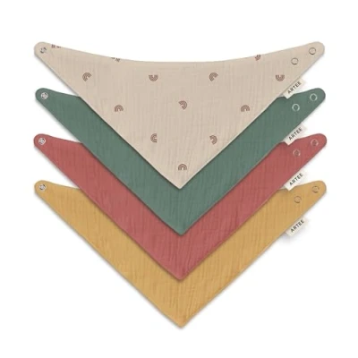 Abbildung von Artee Baby und Kleinkinder Halstuch, Sabberlatz aus 100% Musselin Baumwolle jeweils in Größe S oder M, 4 Stück SET (4, Summer, S)
