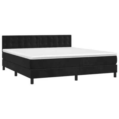 Abbildung von vidaXL Boxspringbett mit Matratze LED Bett Polsterbett Doppelbett Bettgestell Bettrahmen Lattenrost Hotelbett Schlafzimmerbett Schwarz 160x200cm Samt