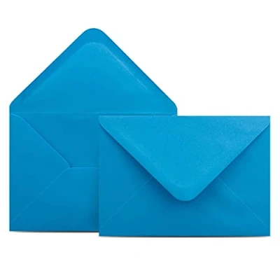 Abbildung von 75 Briefumschläge DIN C6 Azurblau Blau 11,4 x 16,2 cm Kuverts mit 100 g/m² Nassklebung spitze Klappe Umschläge ohne Fenster Colours 4 you
