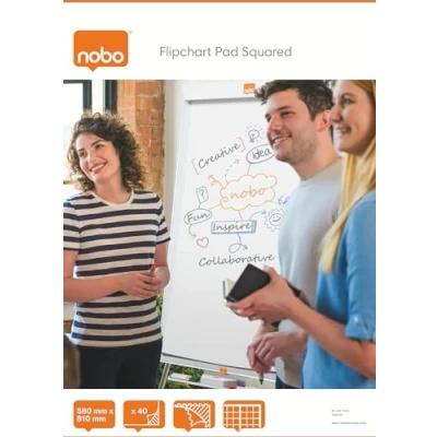 Abbildung von 5 x Nobo Flipchartblock 58,3x80,8cm A1 40 Blatt kariert weiß