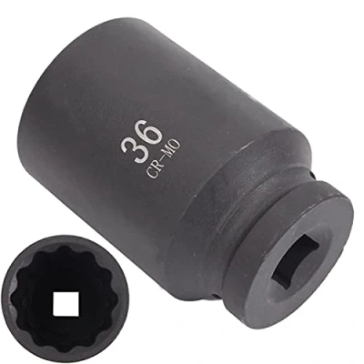 Abbildung von CCLIFE 1/2&#039;&#039; SW 36mm Vielzahn Nuss tief CR MO Stahl Schlagschrauber 12 Kant Antriebswellen Werkzeug Kraft Stecknuss