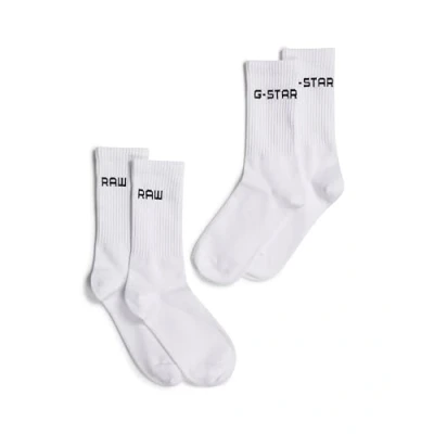 Abbildung von G STAR RAW Tennis 2ER PACK LOGO Socken, Herren, Größe: 43 46, Weiß