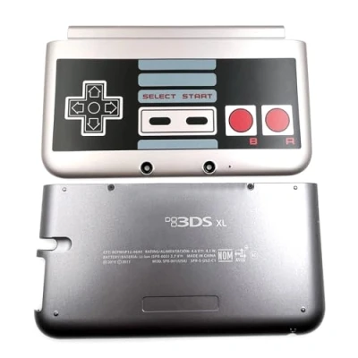 Abbildung von Blaue Farbe 3DSXL Extra Gehäuse Ober und Unterschalen 2 Stück Set Ersatz für 3DS XL/LL 3DSLL Old Big Handheld Konsolen, New Custom US Edition A/E Face Outer Cover Plates Frontplatte, Grau